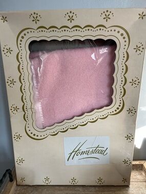 Homestead Baby Dear Stork Pink Blanket Rayon Acrylic Satin Trim 36 by 50